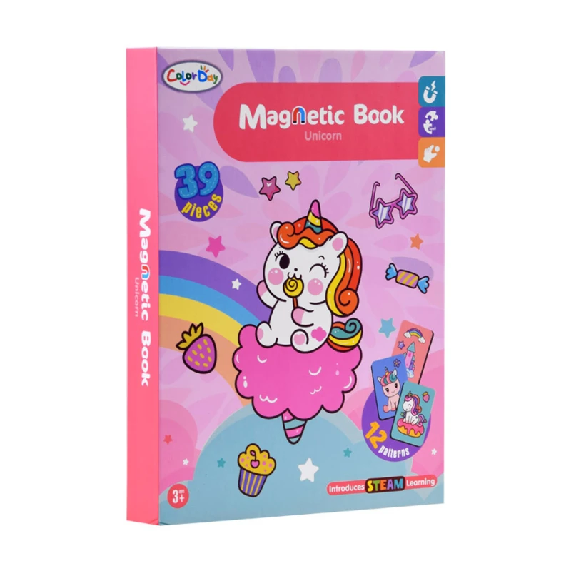 Color Day - Magnetic Puzzle Book Unicorns Puzzle Cards, 39 Pcs - Educational Toy for Kids Ages 3+